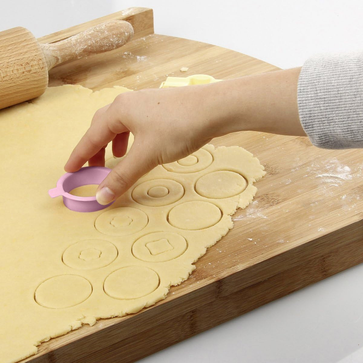 Zenker 44835 Boîte à biscuits Linzer, plastique, lot de 4, rose/gris