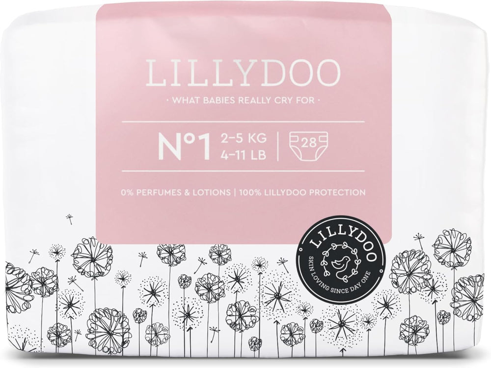 LILLYDOO Couches pour bébé respectueuses de la peau - Taille 3 (6-10 kg), 29 pièces, protection fiable contre les fuites, douces, sans parfum et sans lotion pour peaux sensibles, testées dermatologiquement