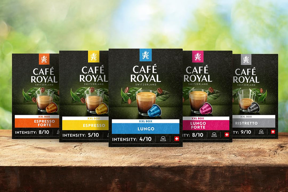 Café Royal Ristretto 36 capsules pour machine à café Nespresso - intensité 9/10 - capsules de café certifiées UTZ en aluminium (emballage avec 3)