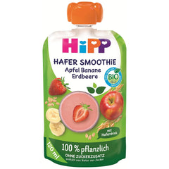 HiPP Bio Quetschie Hafer Smoothie Apfel Banana Erdbeere mit Haferdrink (6 x 120ml), à partir de 1 an, 100% pflanzlich, sans sucre ajouté, végétalien, dans la meilleure qualité biologique