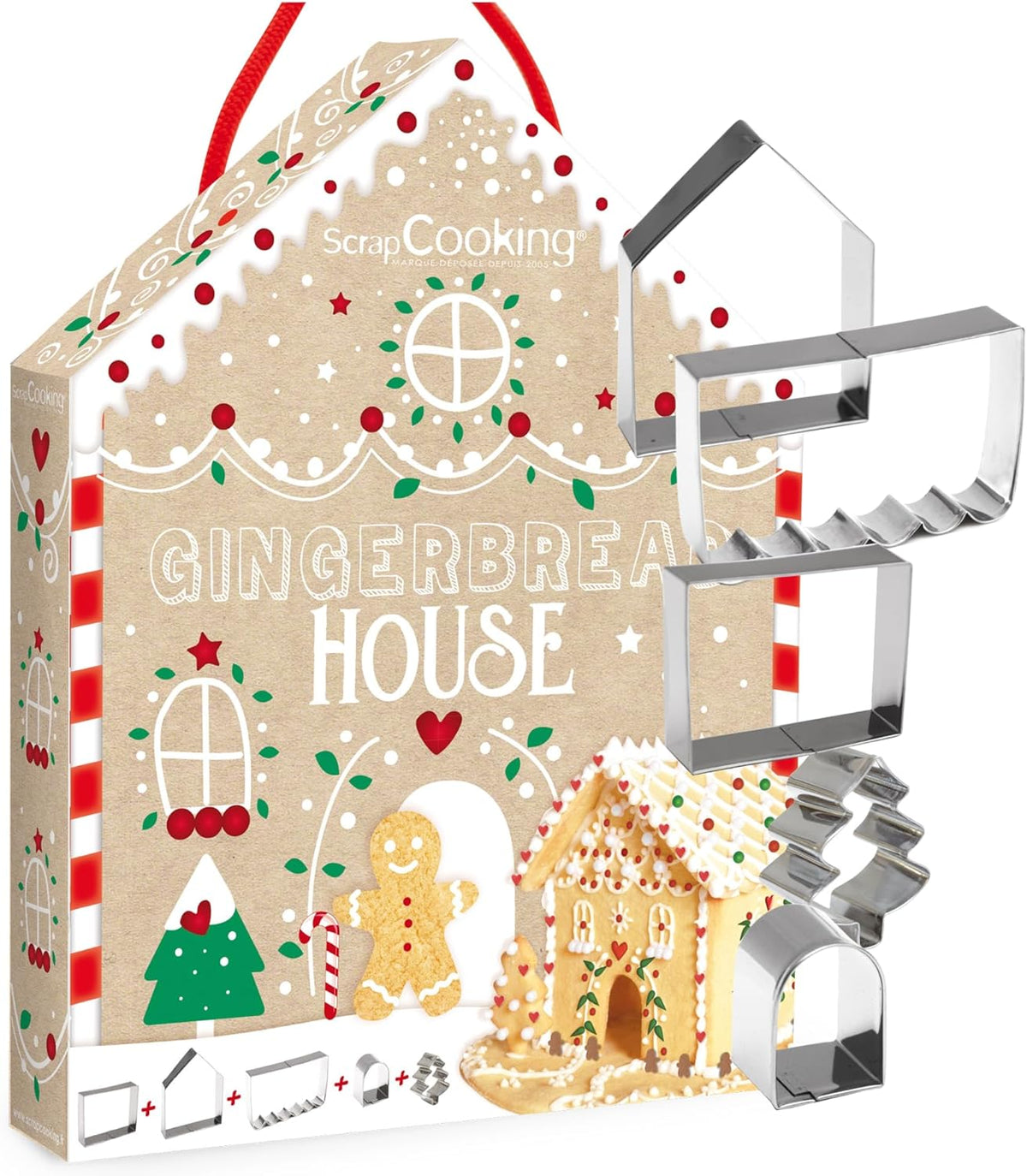 ScrapCooking 3975 Boîte à Biscuits Maison en Pain d'Épices, Acier Inoxydable, Multicolore, 26,5 x 20 x 4 cm