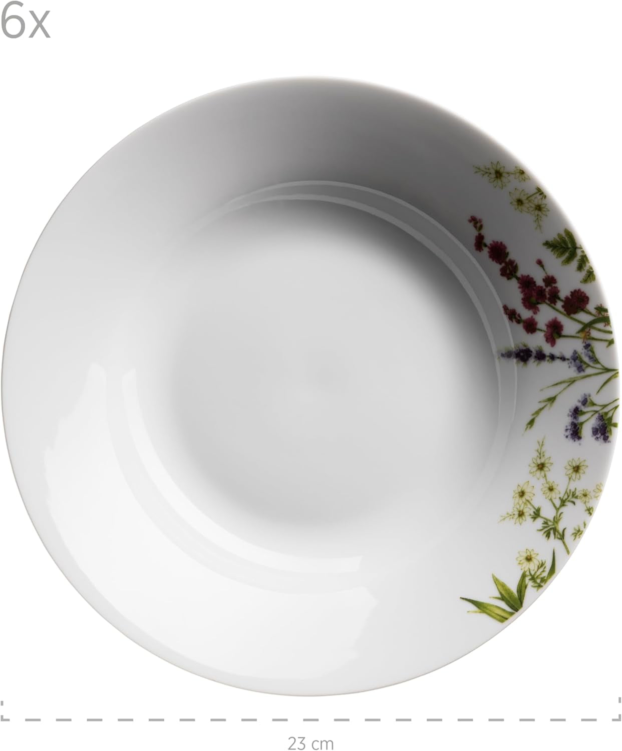 Mäser Herbal Garden Service de table 18 pièces pour 4 personnes avec assiettes plates, assiettes creuses et assiettes à dessert, porcelaine, blanc