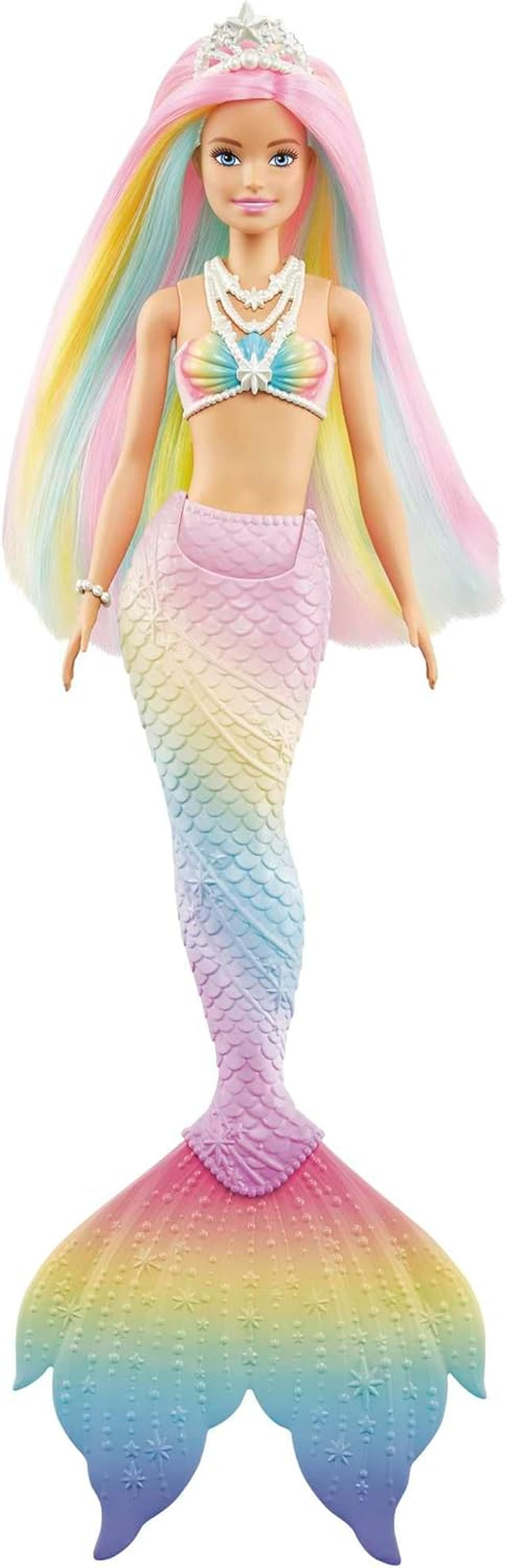 Barbie Dreamtopia Sirène magique arc-en-ciel, Barbie sirène avec cheveux arc-en-ciel, poupée à couleur changeante activée par l'eau, jouet de 3 ans, cadeau pour filles, GTF89 Naty Shop Dolls