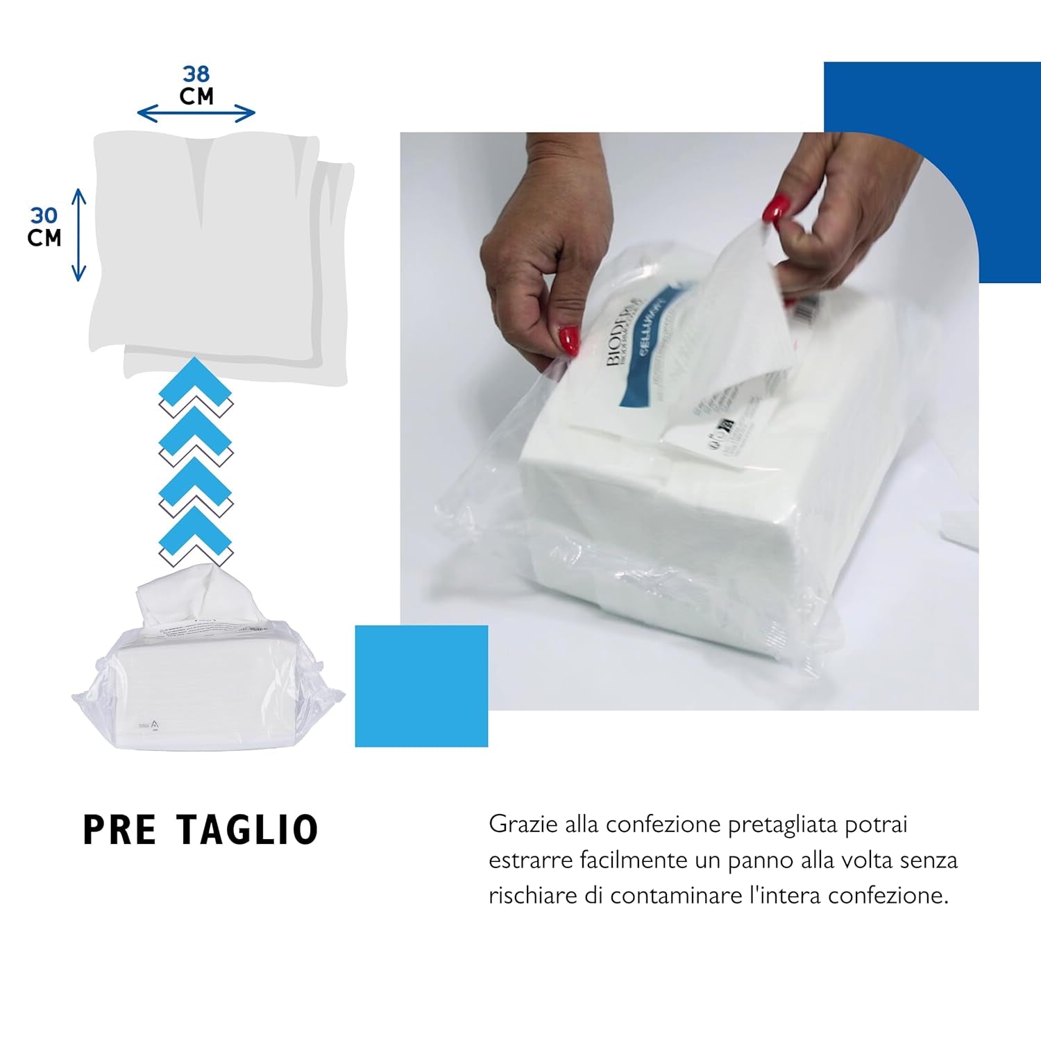 BIODERM Cellusoft - lingettes humides douces multifonctions jetables en viscose et polyester - lingettes multifonctions pour l'hygiène délicate des peaux sensibles et rougies des personnes âgées et des enfants - 30 x 38 cm (50