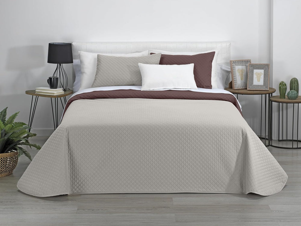 Estoralis | AVA | Courtepointe boutique réversible | Pour toutes les saisons | Couleur - Beige/Marron | Pour lit 120/135 cm. lit. (230 X 270 Cm. Ancho X Alto) | Couette matelassée Couettes et couettes Naty Shop