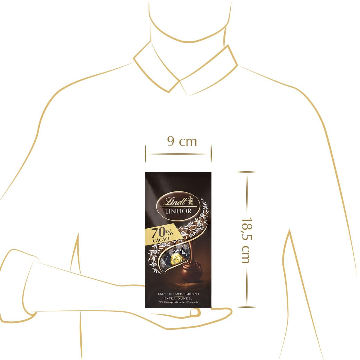 Boules de chocolat Lindor 70% de cacao extra noir | Sachet de 137g | Env. 10 boules de chocolat noir fin fourrées fondantes | Cadeau de chocolat | Cadeau chocolat