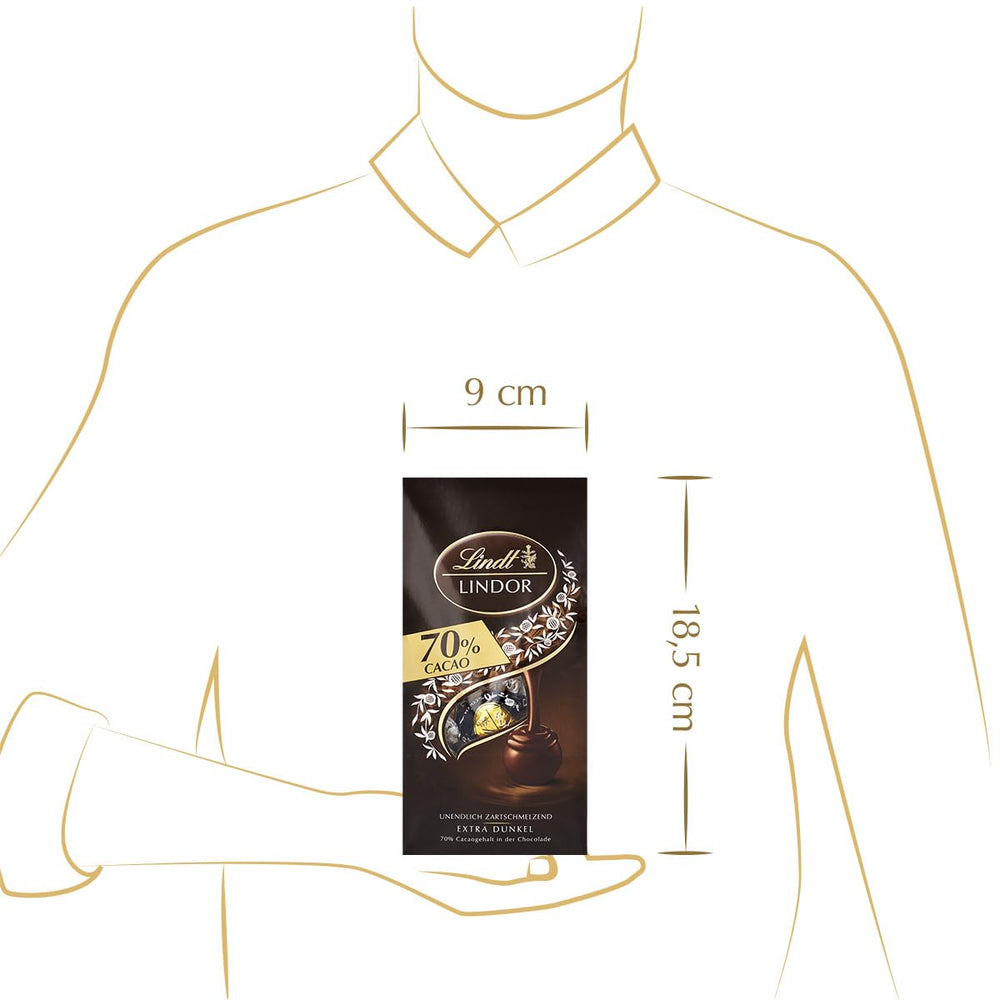Boules de chocolat Lindor 70% de cacao extra noir | Sachet de 137g | Env. 10 boules de chocolat noir fin fourrées fondantes | Cadeau de chocolat | Cadeau chocolat