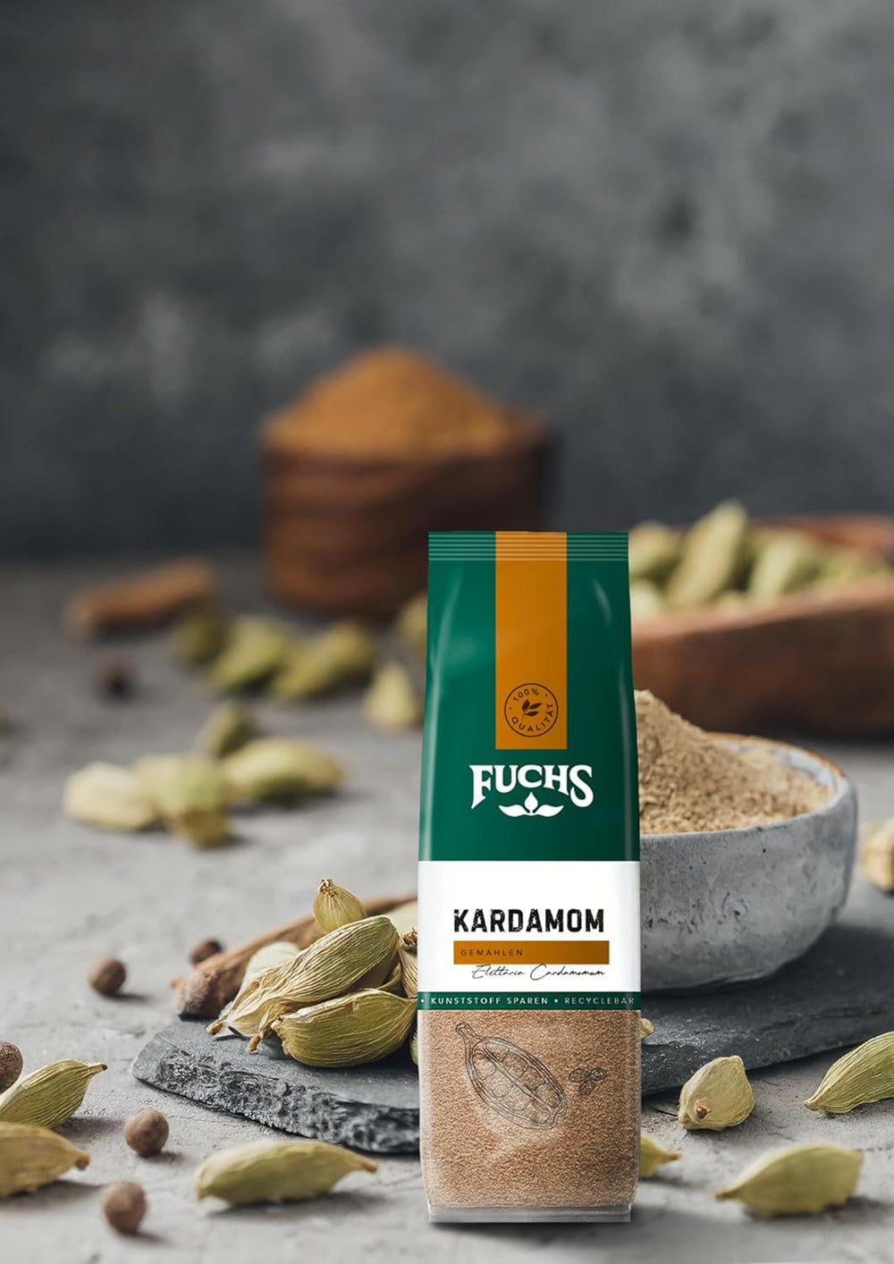 Fuchs Gewürze - Kardamom gemahlen im recyclebaren Nachfüllbeutel - 50 g