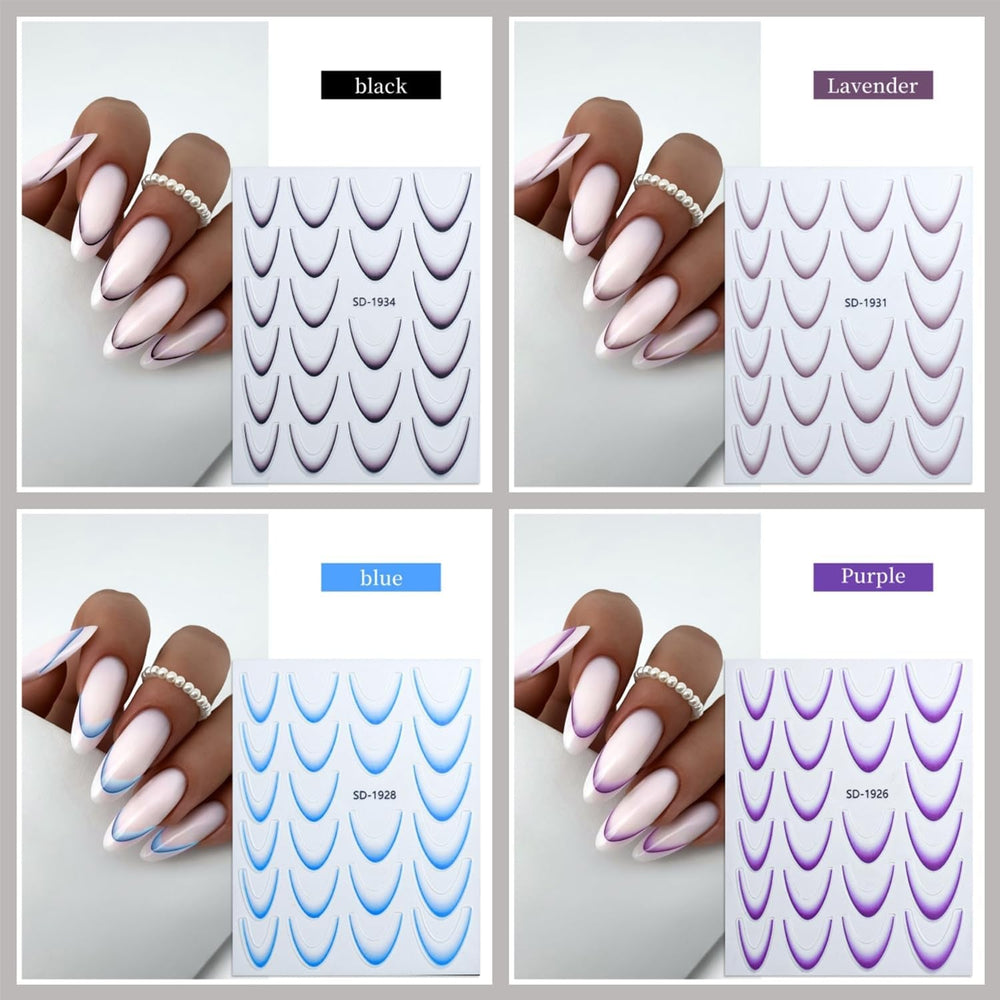 GZMAYUEN 12 culori franceze unghii autocolante 3D franceză culoare gradient unghii autocolante autoadezive unghii design unghii accesorii