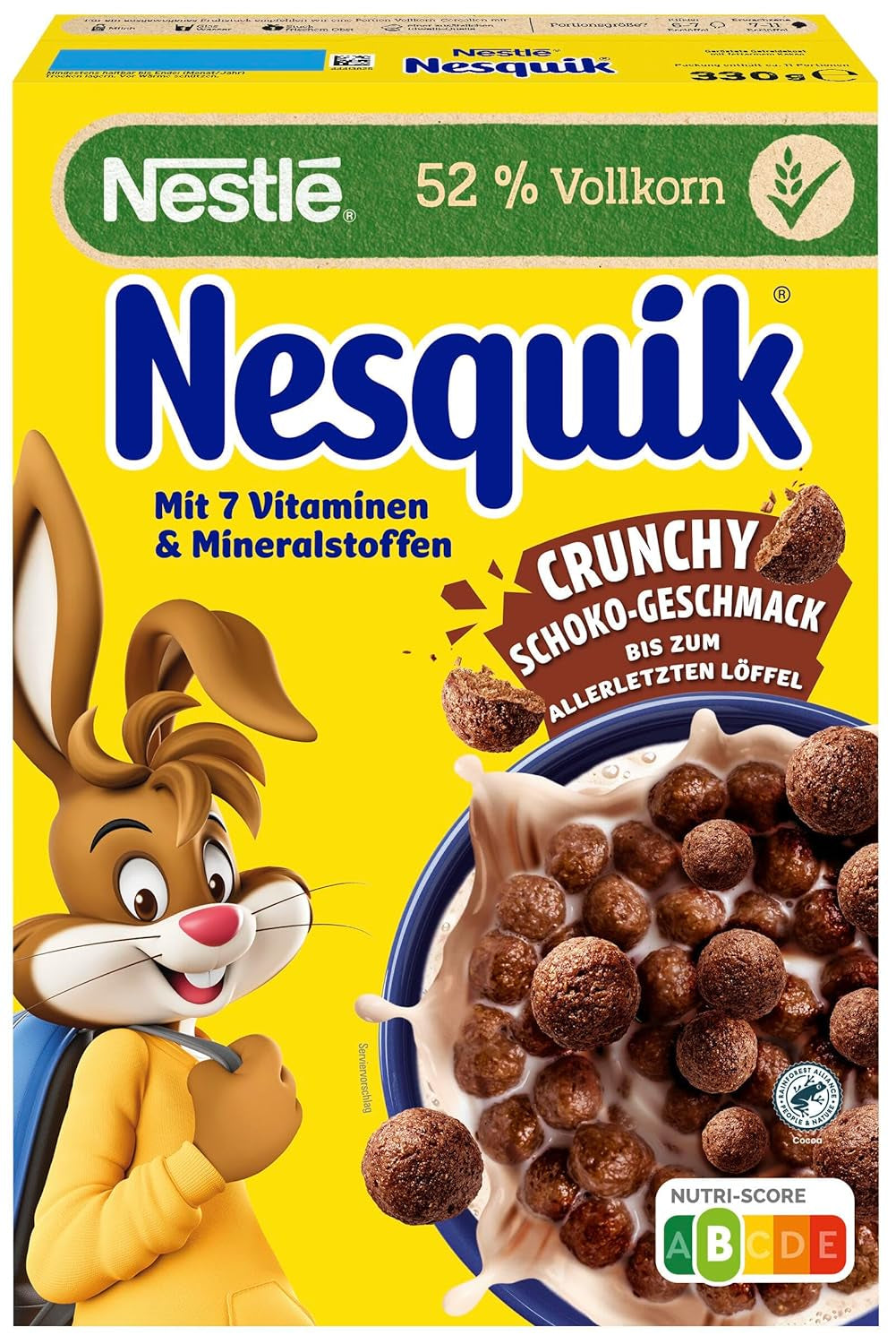 Nesquik Nestlé Nesquik Crunchy Breakfast, Céréales au chocolat et grains entiers, 1 paquet (1 x 330g)