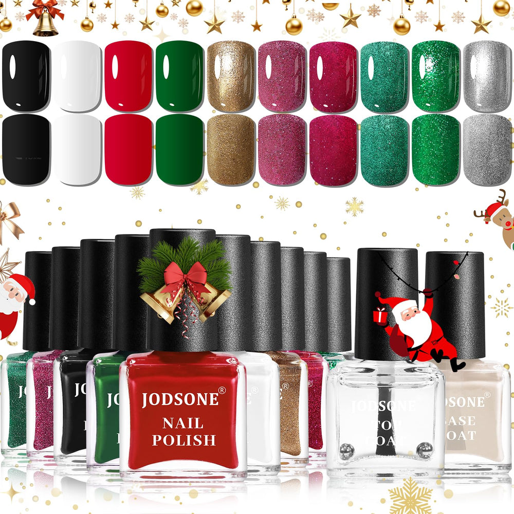 JODSONE Lot de 12 vernis à ongles 10 couleurs combinaison 2 couches de base et top coat Vernis à ongles à séchage rapide pour amateurs et débutants