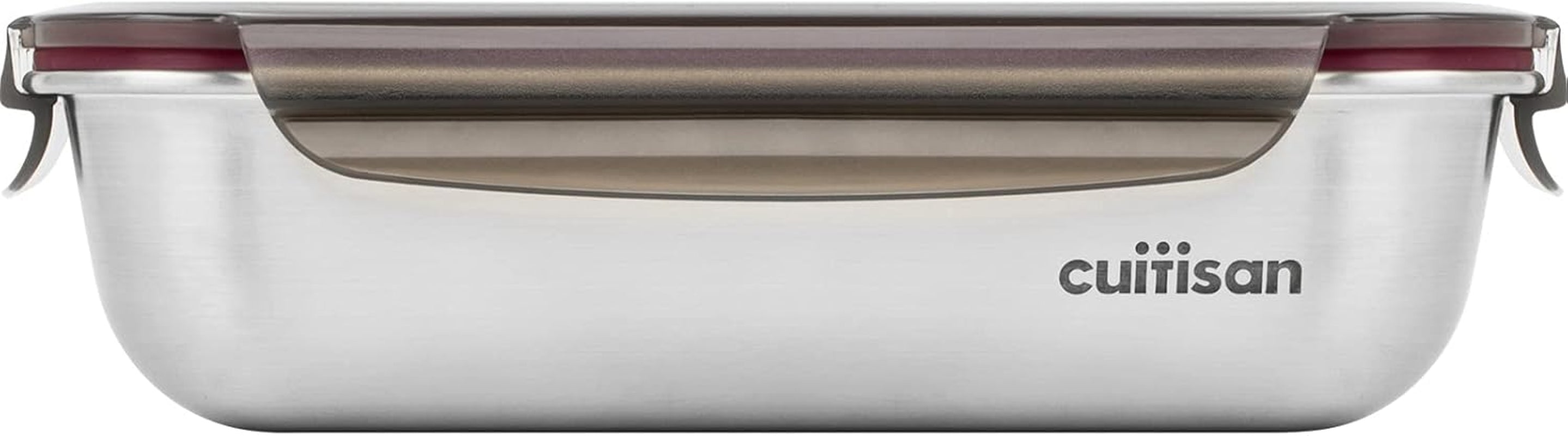 CANDL Cuitisan (Flora) Pot de conservation des aliments en acier inoxydable avec couvercle à clip, rectangulaire, adapté au micro-ondes + four, pot de conservation, EC7-SS10 2800 ml Naty Shop Boîtes de conservation des aliments 25,9 cm x 19,5 cm x 7,1 cm / 1900 ml