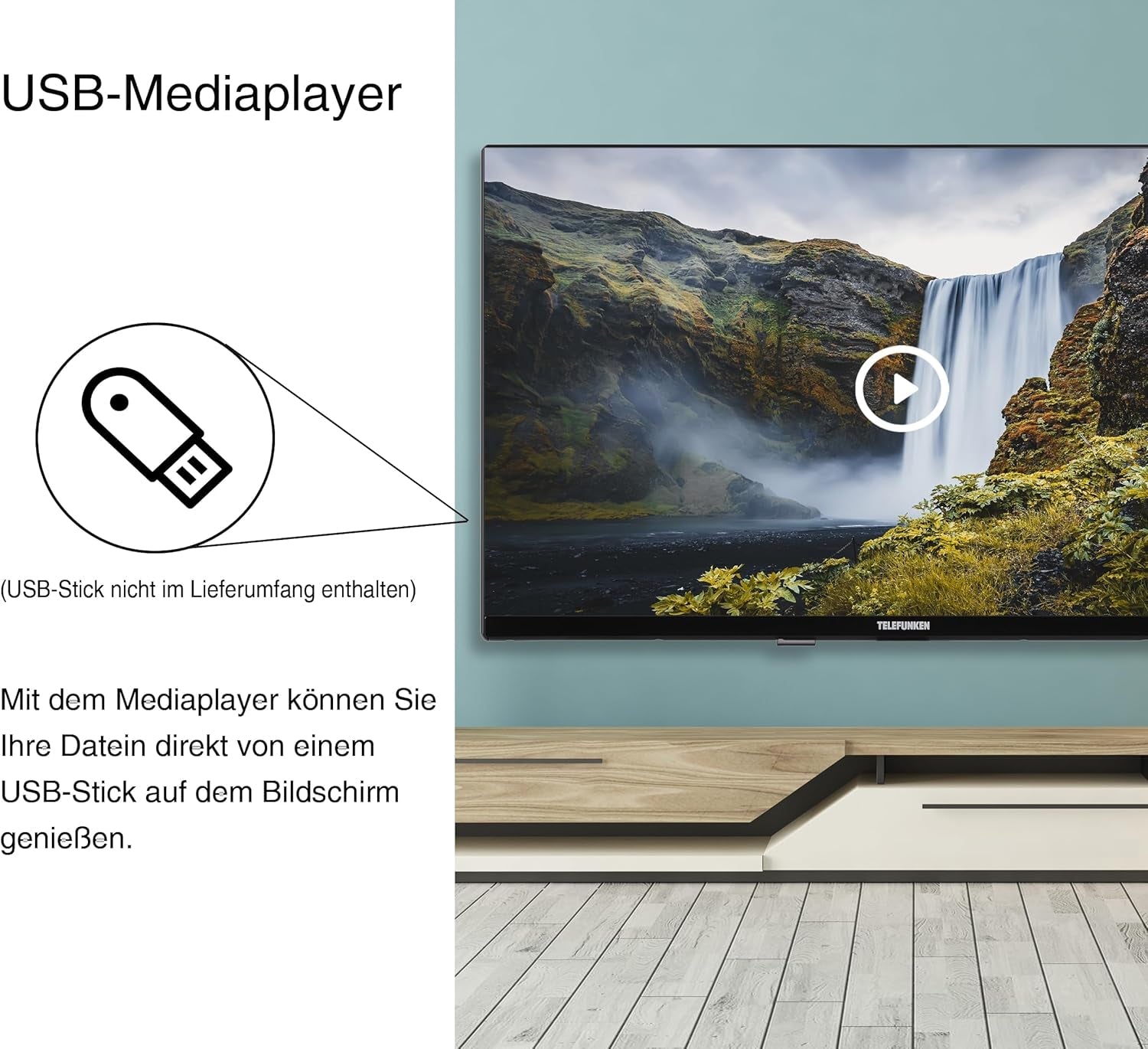 Televizor TELEFUNKEN XH24O550M-W de 24 de inci - Televizor HD-Ready cu diagonală de ecran de 60 cm și tuner triplu integrat, televizor LED alb