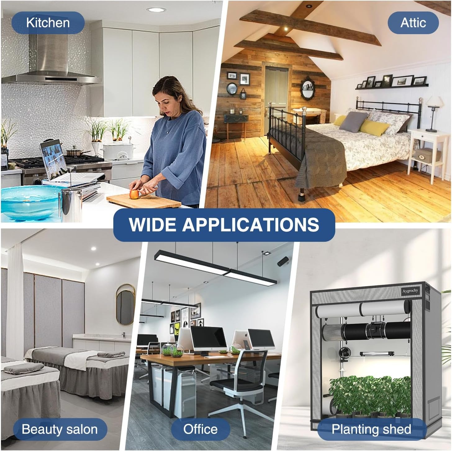 Aygrochy Ventilateur de conduit réglable 200 mm 70 W avec moteur EC pour chauffage, refroidissement, boosters, tentes de culture, culture hydroponique, ménage, ventilation et ventilateur d'échappement.