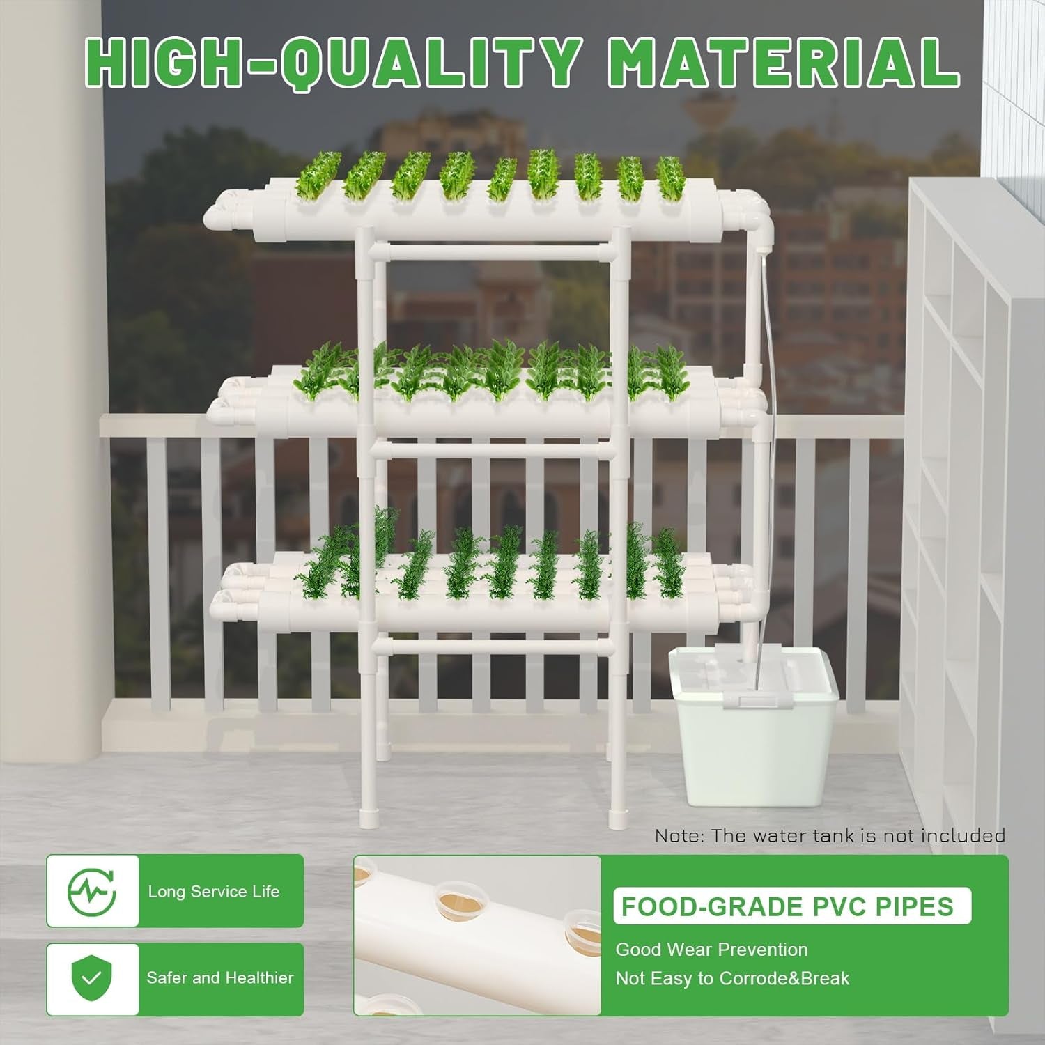 Kit de culture hydroponique et système hydroponique - Systèmes de culture de plantes sans sol | Comprend une pompe à eau | Minuterie | Système de culture hydroponique de légumes à base d'eau (3 couches, 108 emplacements)