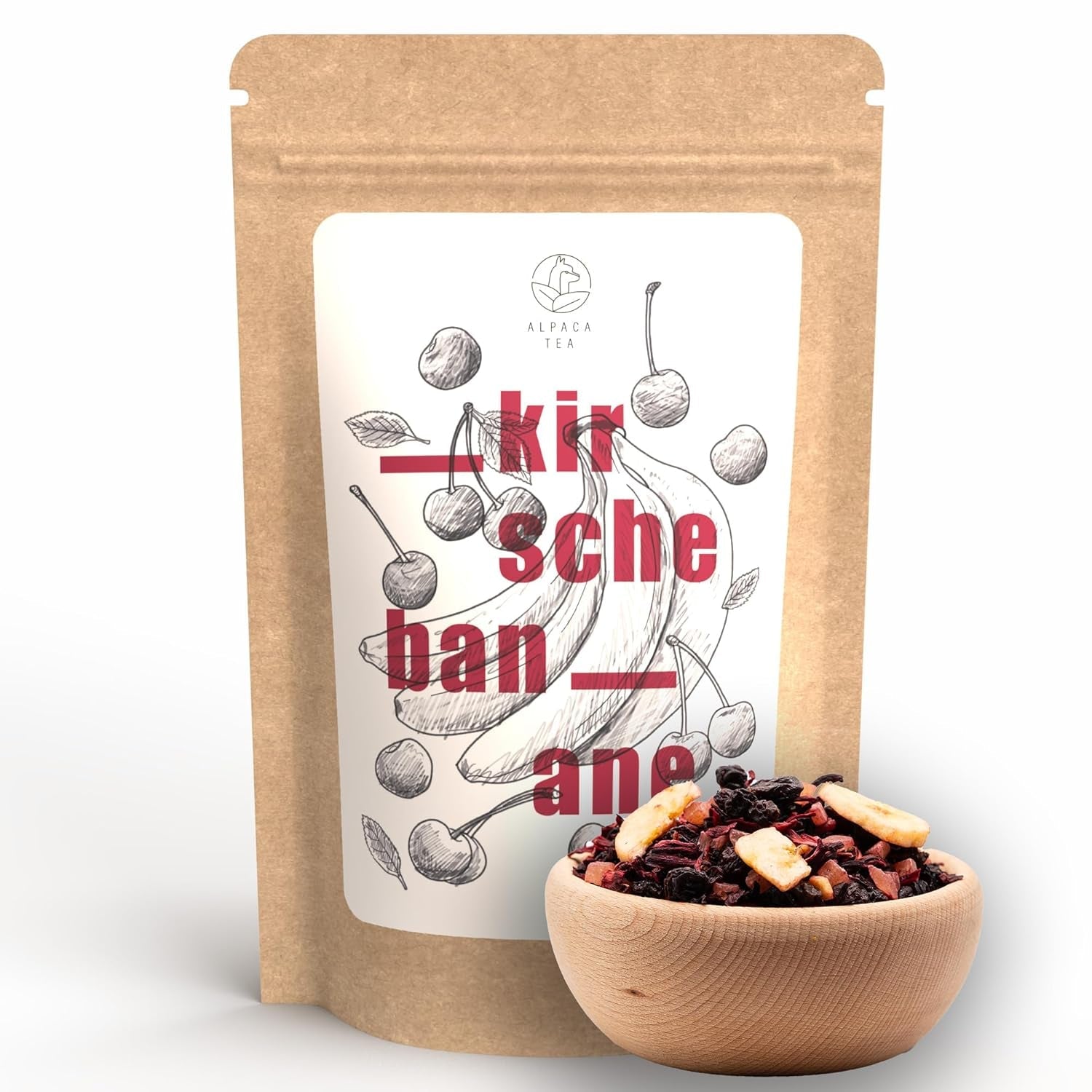 Alpaca Tea | Cireșe | Amestec de ceaiuri aromatizate cu fructe | Vrac | (100 g, cireșe din Pădurea Neagră)