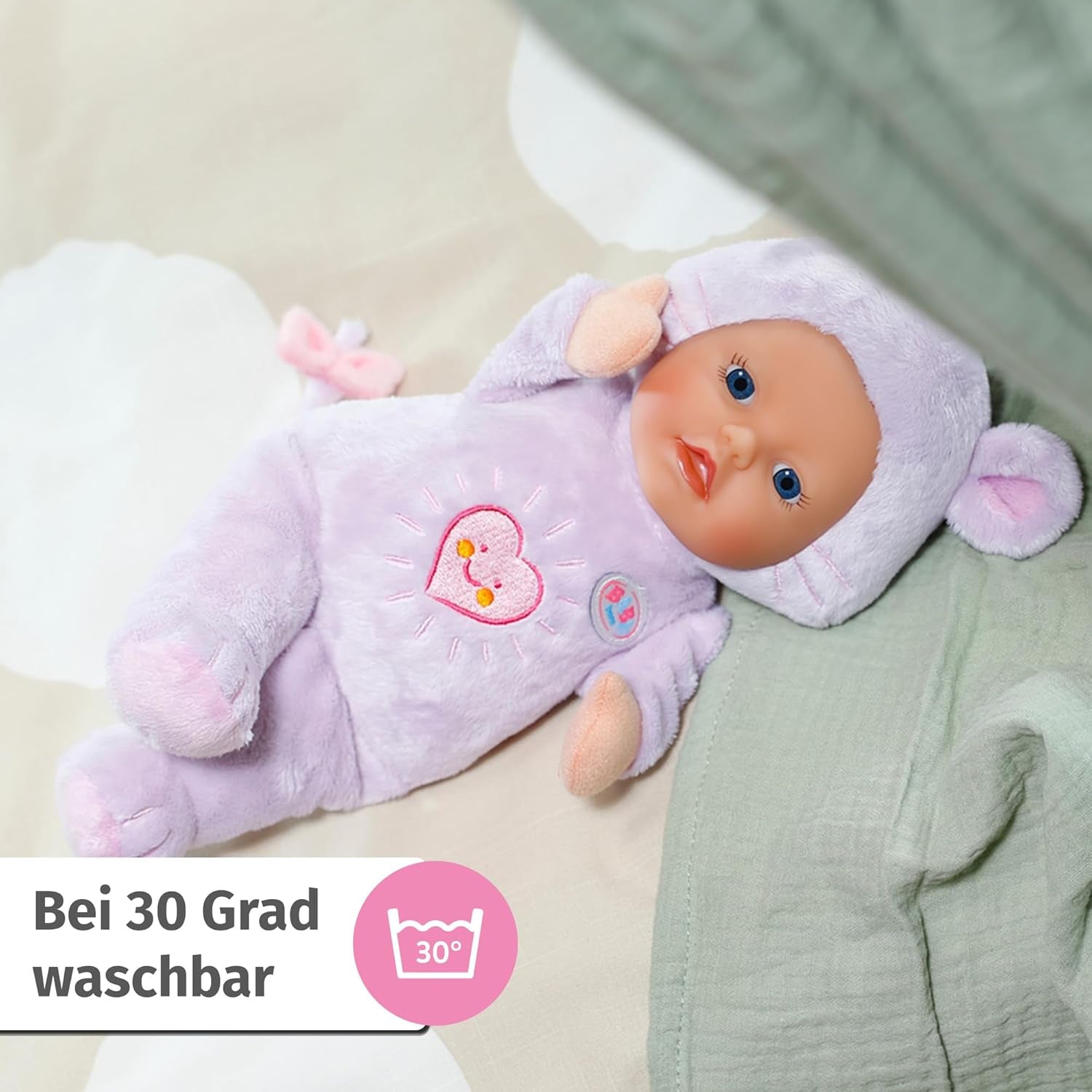 BABY Born for Babies Maus 26cm, weiche 26 cm Puppe mit Öhrchen und Fingertaschen, für Neugeborene, 836590 Zapf Creation