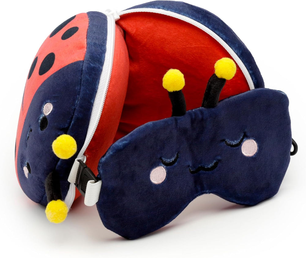 Oreiller de voyage Puckator Relaxeazzz avec masque de coccinelle - Animaux doux, multicolore, 1 unité (lot de 1) Naty Shop Travel Pillows