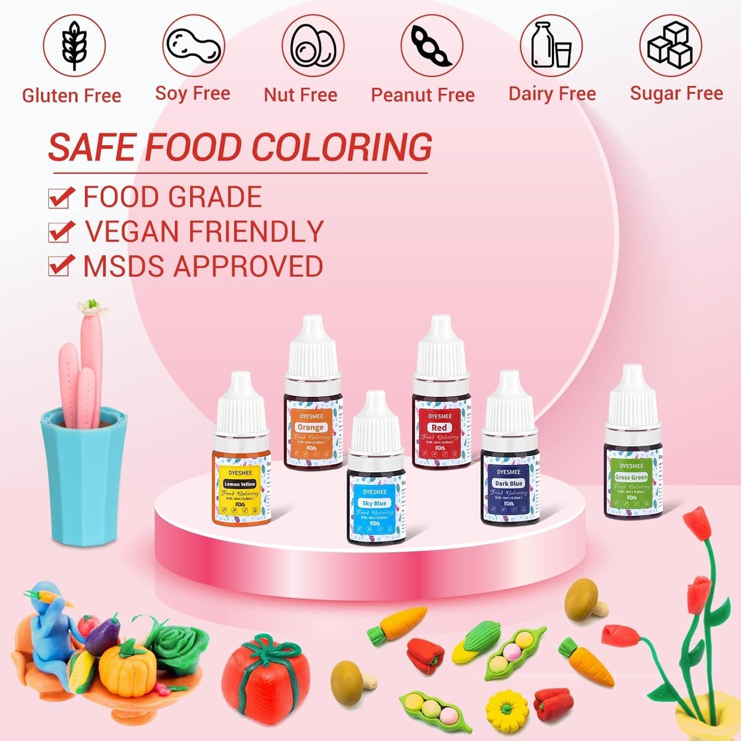 Colorant alimentaire liquide – 12 couleurs colorant alimentaire hautement concentré pour la pâtisserie, les boissons, les macarons, le fondant, la décoration de gâteaux, ensemble de colorants alimentaires pour savons, slime, travaux manuels (6 ml chacun)