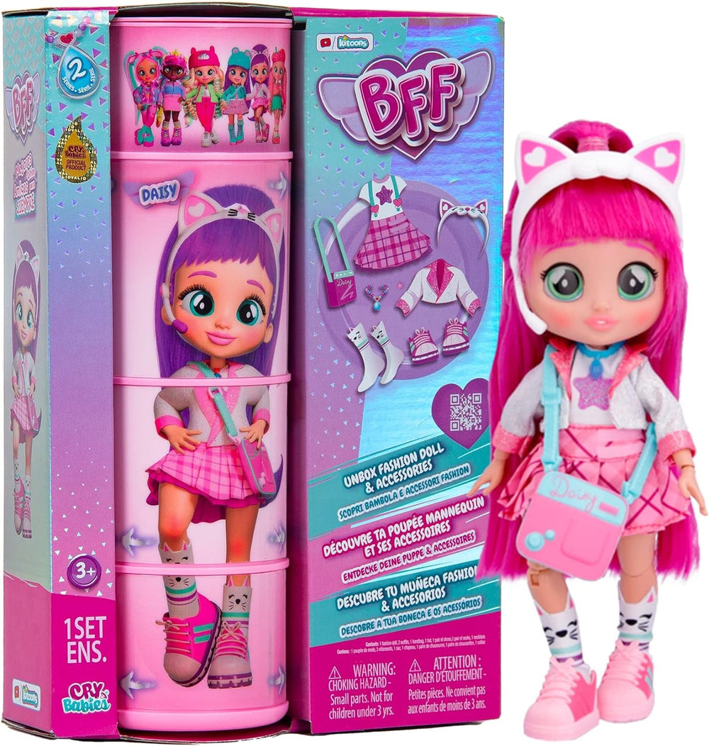 S2 Hannah Modepuppe mit Langen Haaren, Stoffkleidung und 10 Accessoires – Spielzeuggeschenk für Mädchen und Jungen + 5 Jahre