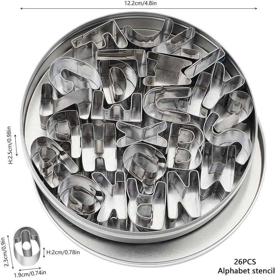 Emporte-pièces lettres de l'alphabet Biscuits fondants bricolage symbole en plastique moule de cuisson en acier inoxydable Biscuits de l'alphabet Gadget de cuisine ensemble d'accessoires de cuisson