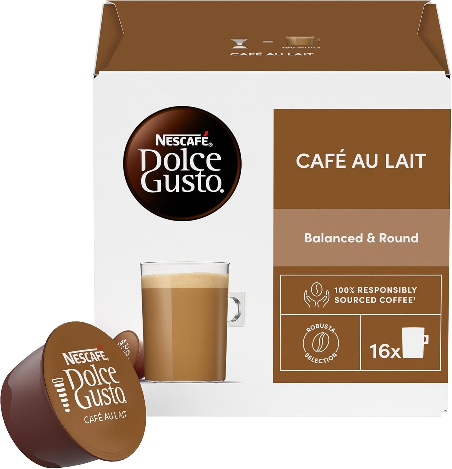 Nescafé Dolce Gusto – Dolce Gusto Café au Lait 16 CAPSULES 160 g (X6)