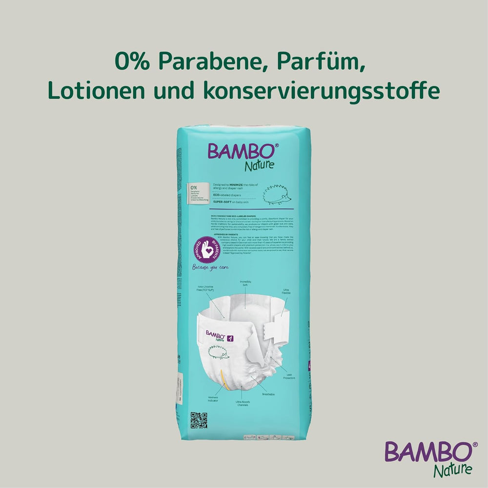 Couches bébé Bambo Nature, taille 4 (7-14 kg) - 48 pièces. Couches haut de gamme avec protection améliorée contre les fuites | Confort et liberté ultimes pour les enfants actifs | Couches testées dermatologiquement