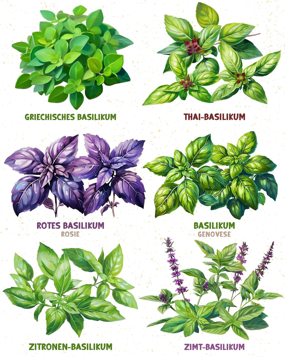 Graines de basilic biologiques dans un ensemble de 6 - 6 graines de basilic pour une culture facile dans le jardin, le balcon ou le parterre surélevé - Graines de plantes - Semis