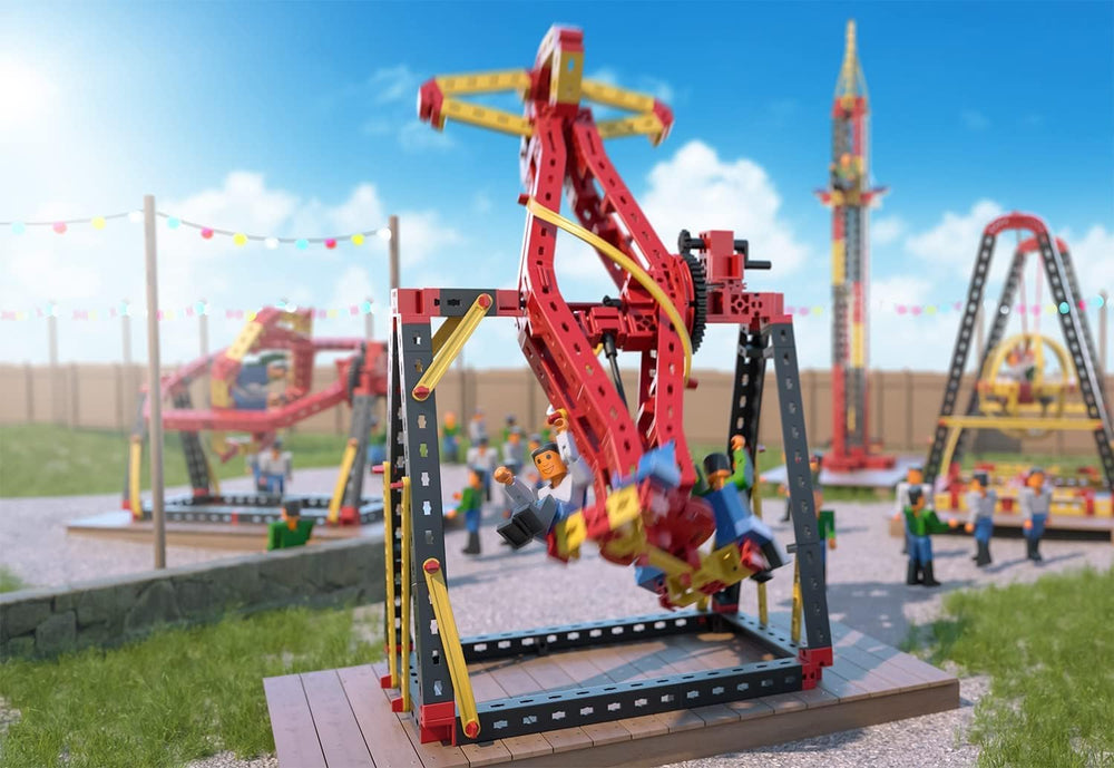 fischertechnik 569019 Advanced Crazy Rides - Bausatz Freizeitpark, Baukasten mit Karussell et Free Fall Tower, enfants à partir de 8 ans