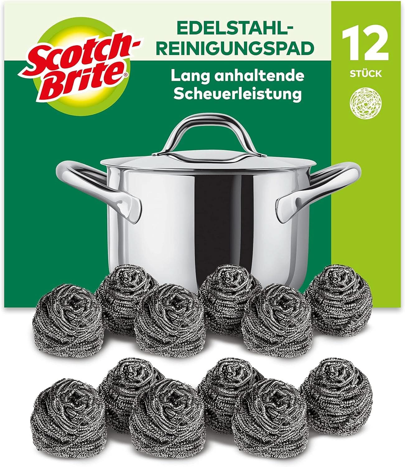 Scotch-Brite Classic Pot Cleaner, 16 bureți per pachet, burete pentru bucătărie - curăță puternic și eficient Detergenti Bucatarie Naty Shop Argintiu Spiralate din oțel inoxidabil