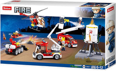 Sluban Klemmbausteine ​​​​SL95681, Feuerwehrfahrzeuge Set (490 Teile) [M38-B0811], Spielset, Klemmbausteine, Rettungskräfte, mit Spielfigur, Feuerwehr, bunt