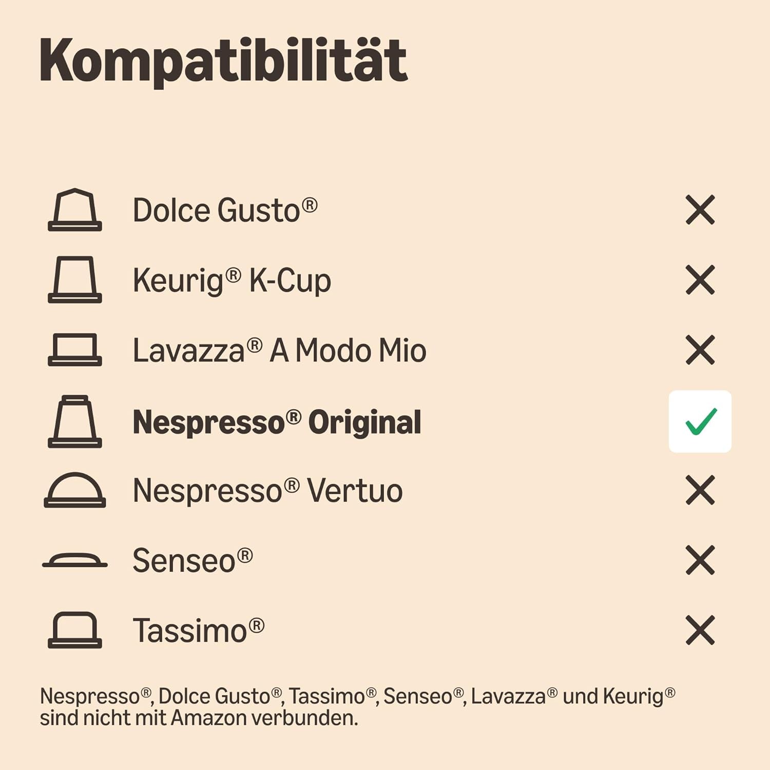 par Amazon Lungo Kaffee-Kunststoffkapseln, compatible Nespresso, 20 Stück, Packung mit 1 – Rainforest Alliance certifié