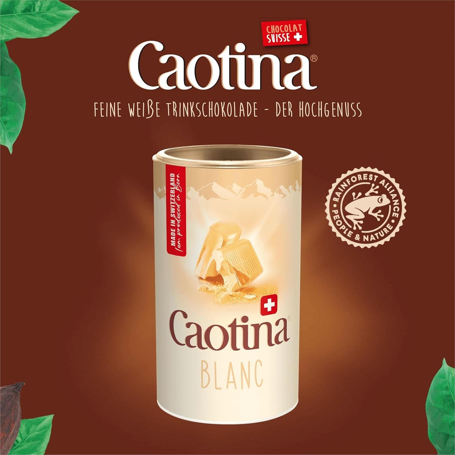 Caotina, poudre de cacao pour chocolat chaud au chocolat blanc suisse - le meilleur cacao durable et certifié (6 X 500 grammes) Cacao and Hot Chocolate Naty Shop