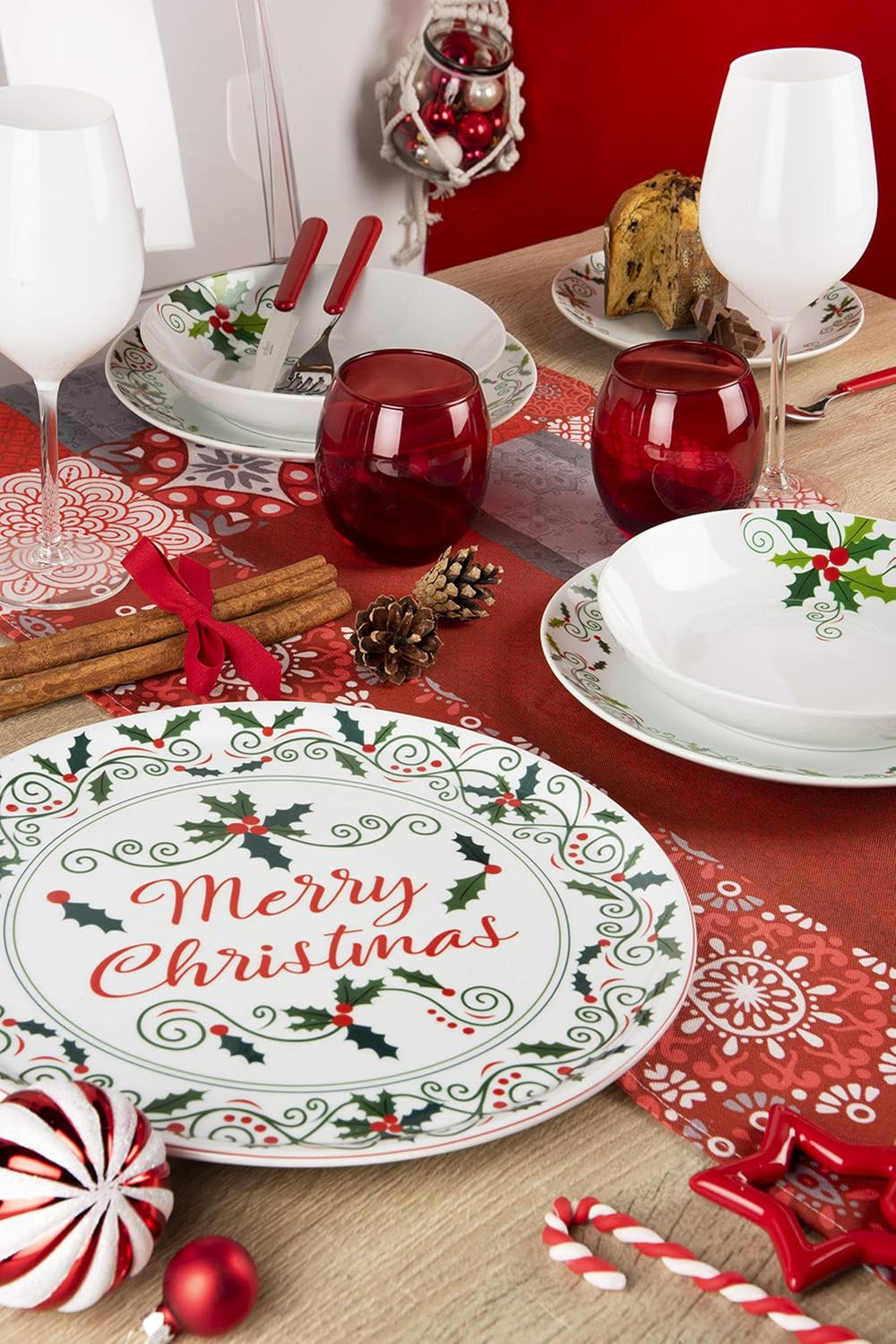 Excelsa SERV.TAV.18 PZ NOËL HOLLY Blanc