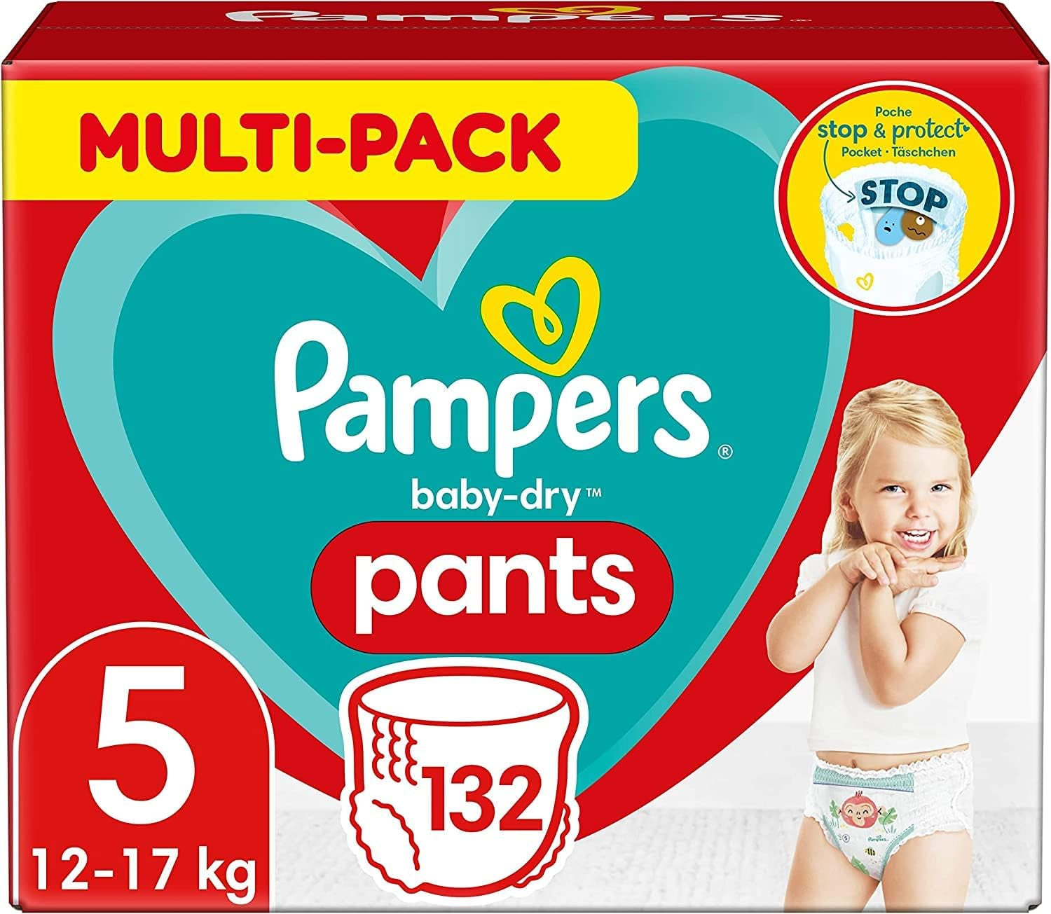 Couches Pampers Baby-Dry, taille 8, 43 couches, à partir de 19 kg, pack Jumbo+