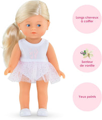 Les Trends Mini Corolline Rosy Ballerina Set, Vollvinylpuppe mit long Haar, extra Outfit in Geschenkbox, Vanilleduft, 20cm, ab 3 Jahren