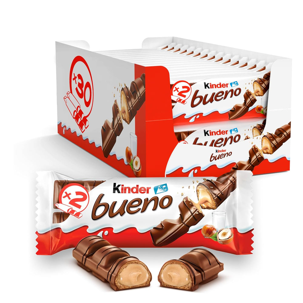 Kinder Bueno Mini - Gaufrettes croquantes au chocolat, crème de lait et noisettes et chocolat au lait fin - Friandises de carnaval - 1 sachet de mini barres emballées individuellement (1 x 108 g)