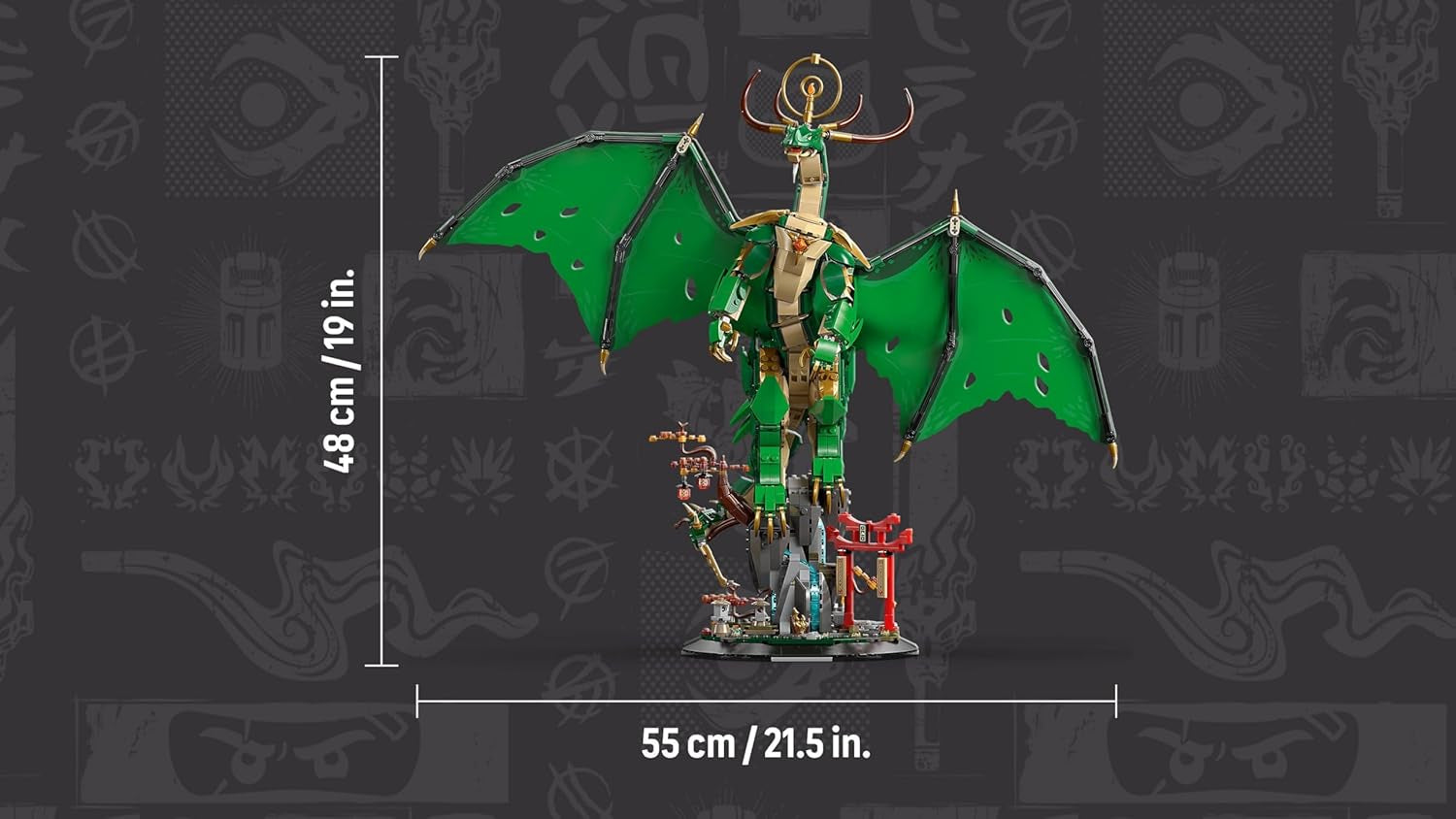 LEGO NINJAGO Wächterdrache Bauset - Avec Drachenfigur, Meister Wu Minifigur & Ständer - Jeu de construction pour jeunes à partir de 14 ans et adolescent 71847
