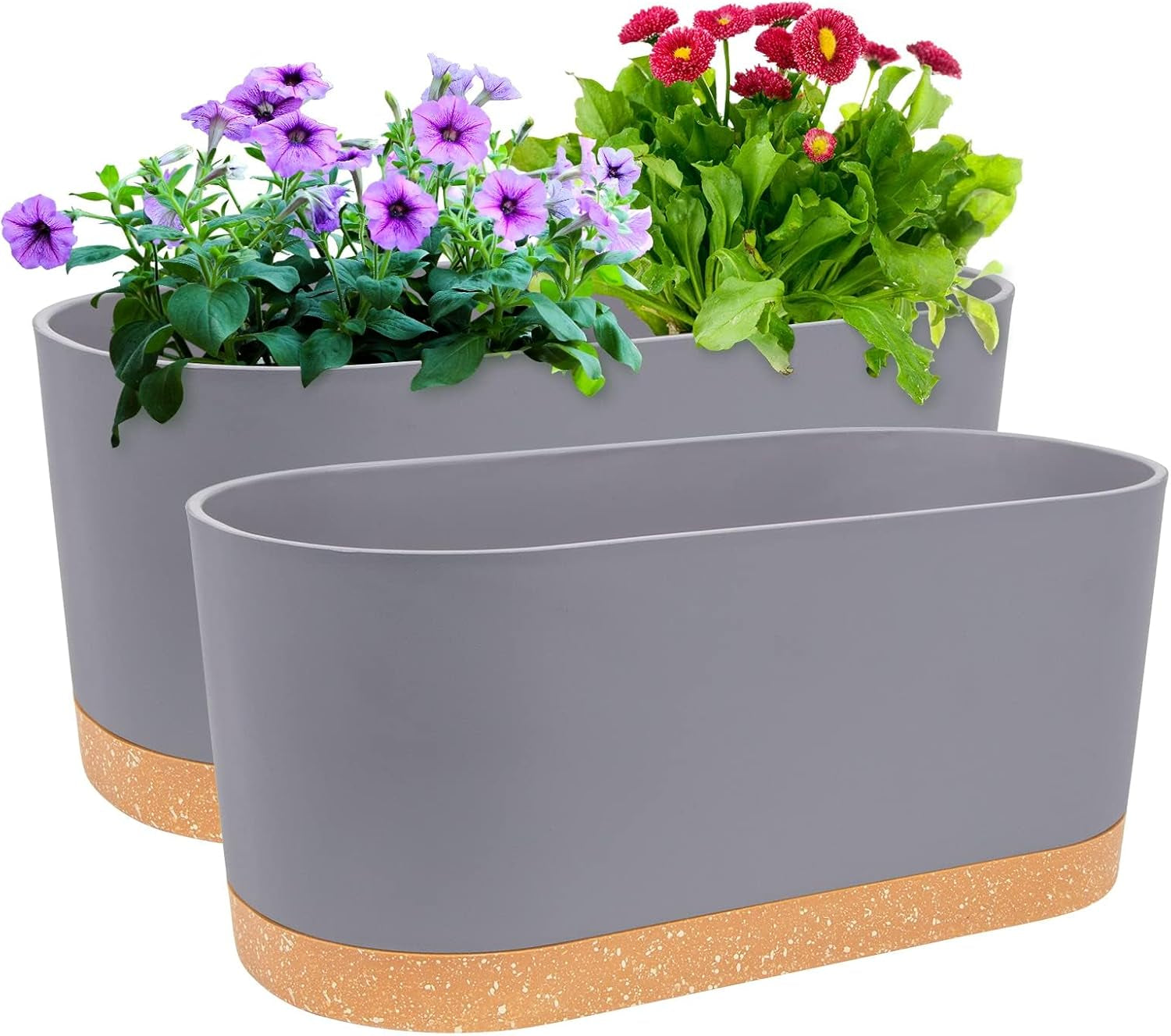 Lot de 2 pots de fleurs de 12,7 cm, pots de fleurs d'intérieur avec trous de drainage et base amovible, soucoupes décoratives modernes pour jardinières d'extérieur (blanc 12,7 cm)
