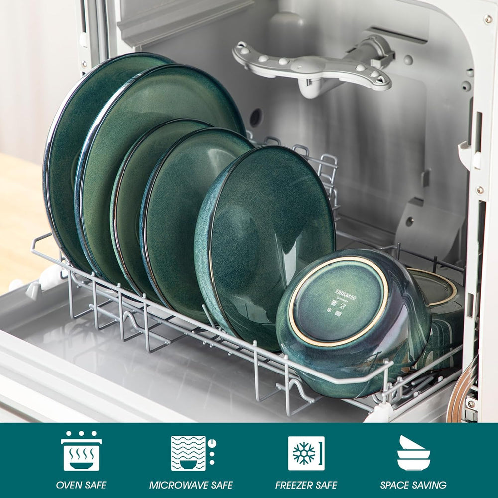 Service de table moderne pour 6 personnes Vancasso STARRY Service de table en grès 24 pièces Vert Combo Service de table pour 6 personnes comprenant assiettes plates, assiettes à dessert, assiettes creuses et bols à céréales