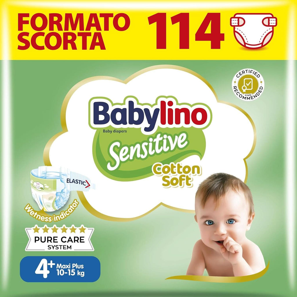 Babylino Sensitive, Scutece delicate pentru copii, diverse marimi Mama si Copilul Naty Shop Mărimea 4+ (19 unități)