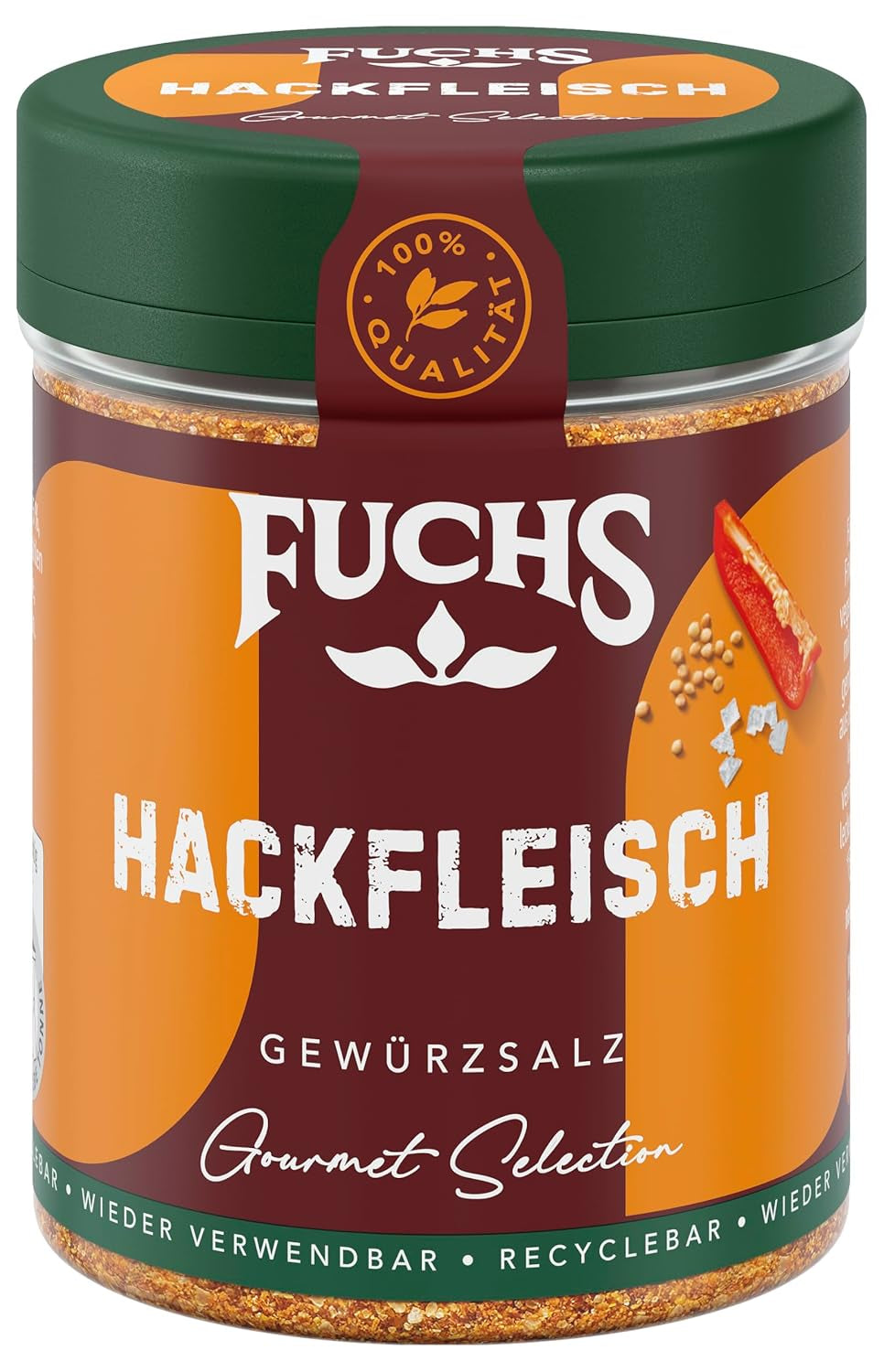 Fuchs Gourmet Selection Klassisch/Heimisch – Bratkartoffel Gewürzsalz, nachfüllbares Kartoffel Gewürz, Salz zum Würzen von Brat- & Ofenkartoffeln, Pommes Frites & Co, végétalien, 70 g