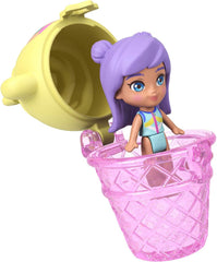Polly Pocket Puppen und Spielset, Ananas-Äffchen-Schatulle, Reisespielzeug mit 1 Mikropuppe, Haustier, Hängematte und Zubehörteilen mit Obstmotiven, JKC49