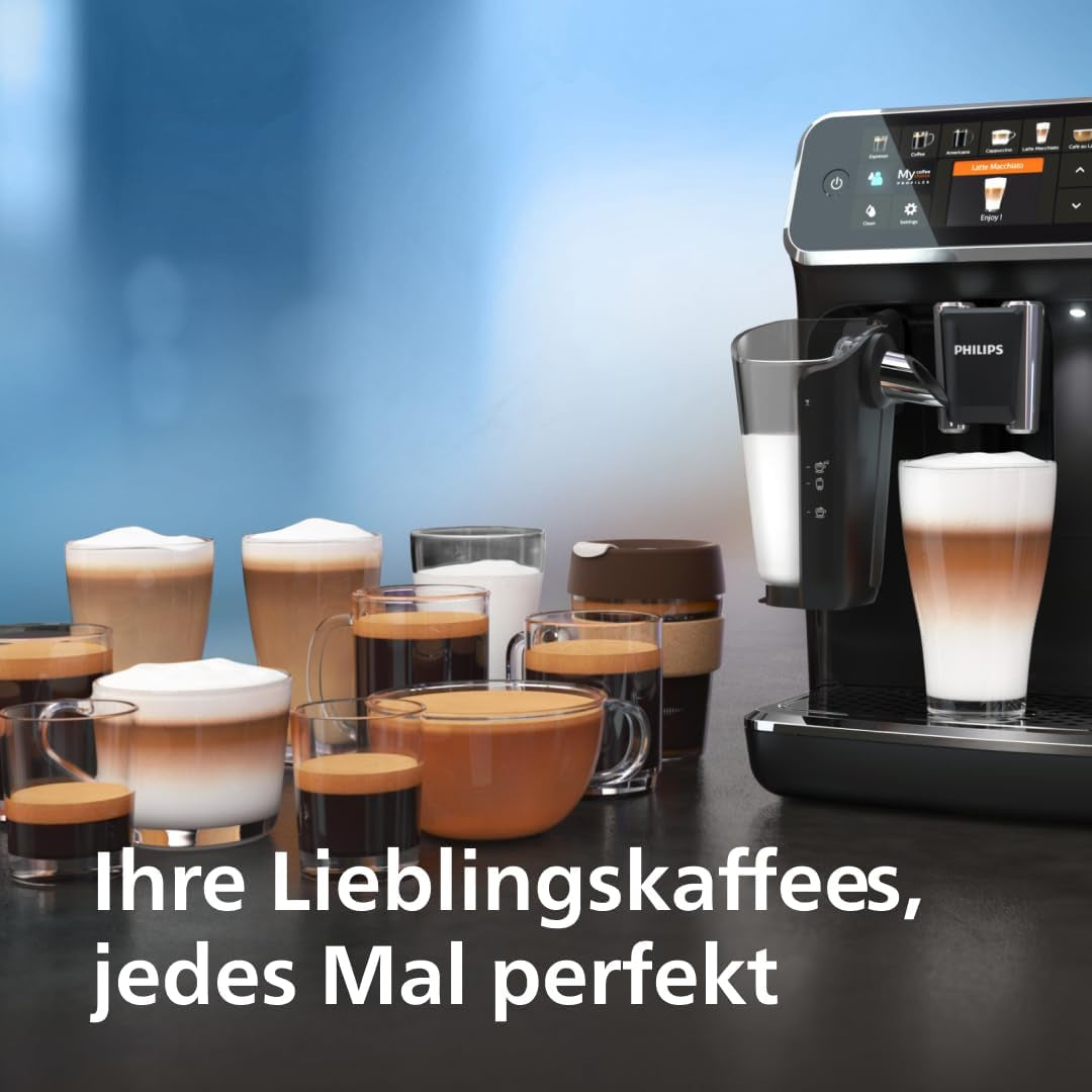 Machine à expresso Philips série 5400 – Profitez de 12 boissons, LatteGo à nettoyage rapide, écran TFT intuitif, réglages de café personnalisables, design de cuisine haut de gamme (EP5441/50)