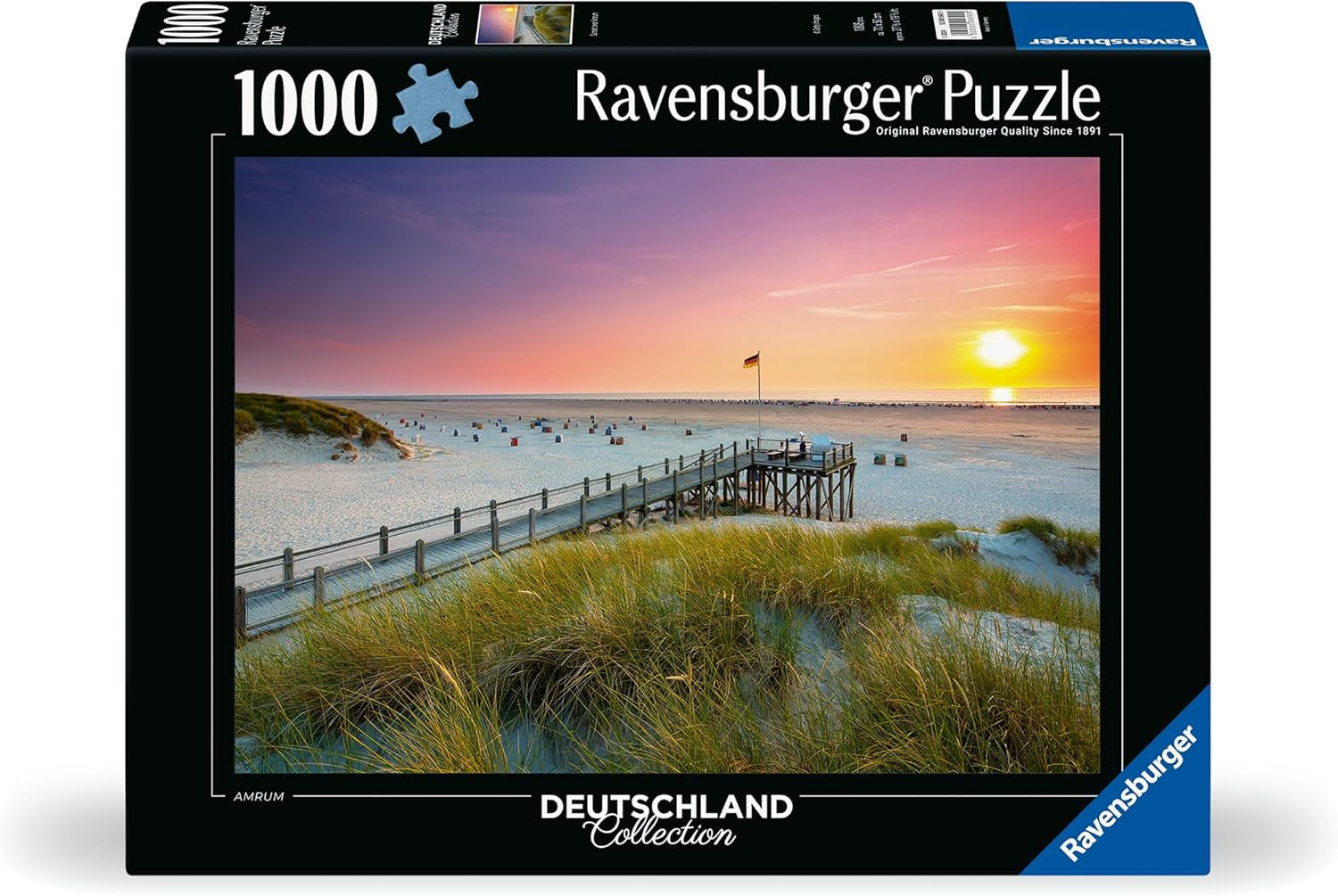 Ravensburger Puzzle 12000690 - Apus de soare peste Amrum - Puzzle de 1000 de piese pentru adulți și copii de la 14 ani, puzzle cu motiv de plajă din Marea Nordului Puzzle Naty Shop
