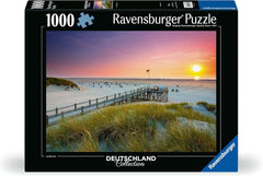 Ravensburger Puzzle 12000690 - Apus de soare peste Amrum - Puzzle de 1000 de piese pentru adulți și copii de la 14 ani, puzzle cu motiv de plajă din Marea Nordului Puzzle Naty Shop