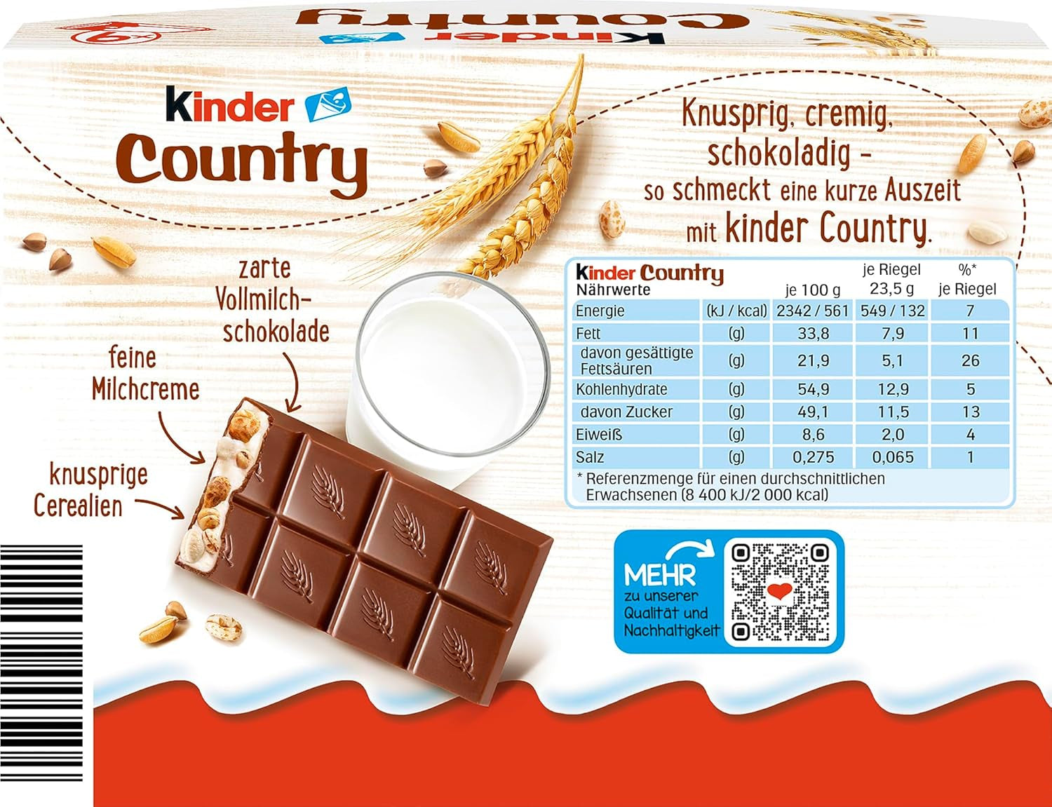 Barres Kinder Country, 9 barres, 212 g