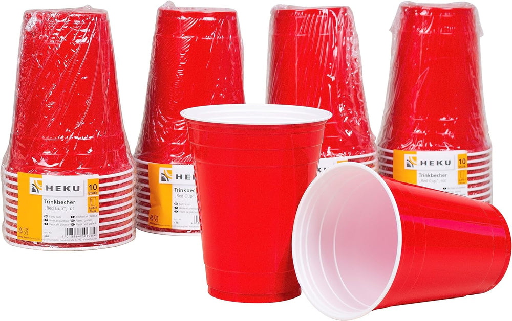 HEKU 191 pièces. USA Party Set I Assiettes en Carton Ø23Cm, Gobelets Rouges, Serviettes 3 Épais 33X33Cm, Sélecteur de Décoration, Chaîne Fanion 10M I Parfait pour les soirées à thème et les fêtes nationales