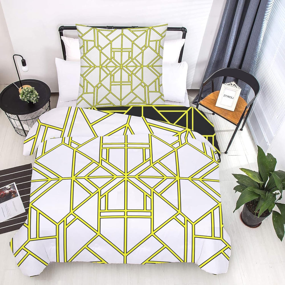 Lenjerie de pat pentru copii, baieti, diverse modele, cu fermoar, microfibre din poliester Lenjerie de pat - copii Naty Shop Linii geometrice 135X200 Cm + 80X80 Cm