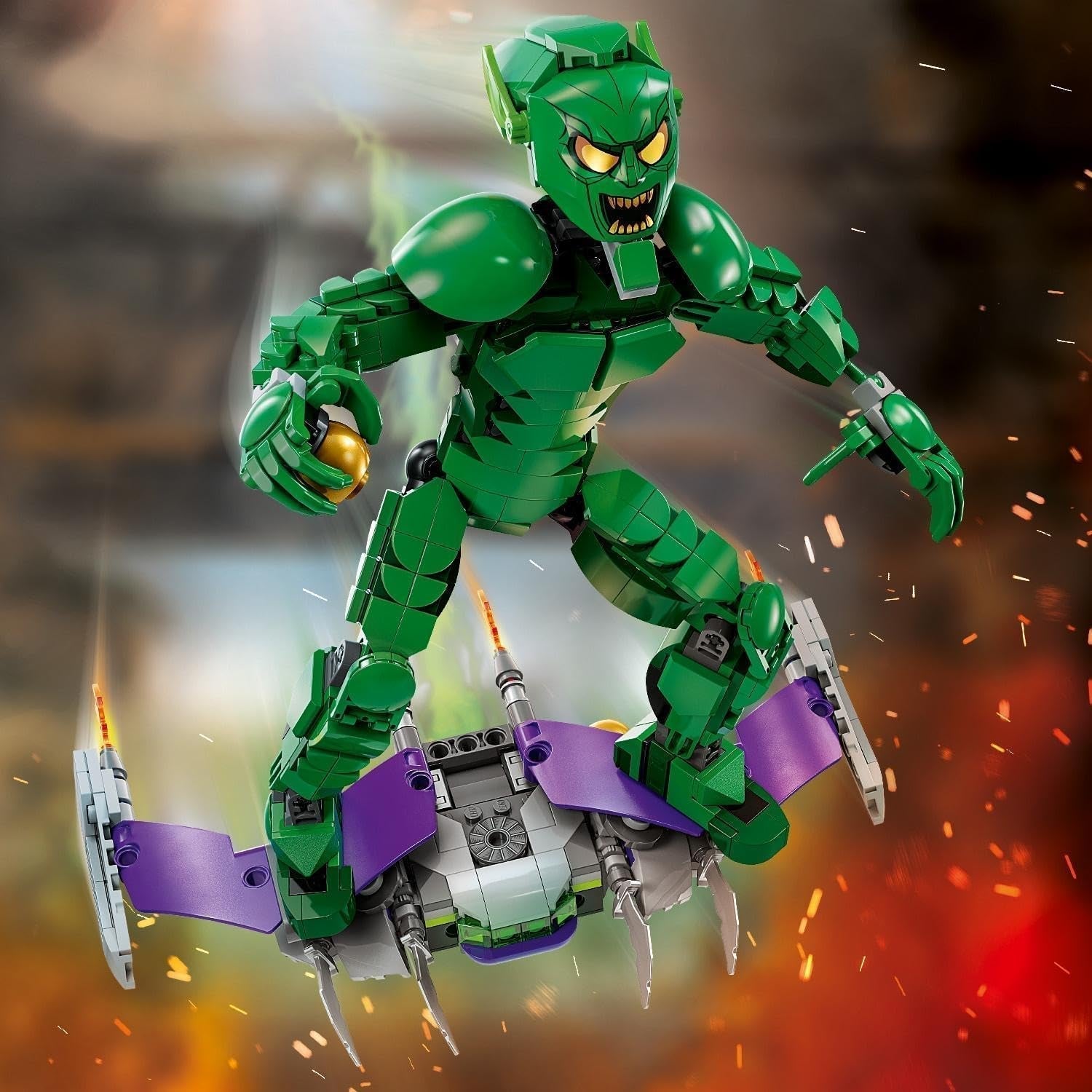 Figurine de construction LEGO Marvel Green Goblin, jouet de construction mobile super méchant pour enfants de 8 ans et plus, garçons et filles, ensemble de l'univers Spider-Man avec curseurs et bombes citrouilles, idée cadeau de super-héros 76284 Jeux de construction Besuche den LEGO-Store
